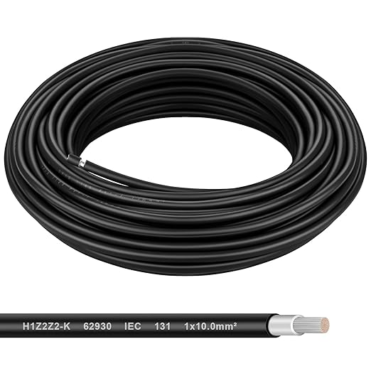 Solar Panel Wire - 50FT Black Tinned Copper Wire 8AWG (10mm²) PV Wire Solar Extension Cable for Outdoor Automotive RV Boat Marine Solar Panel - Black (8AWG 50FT)