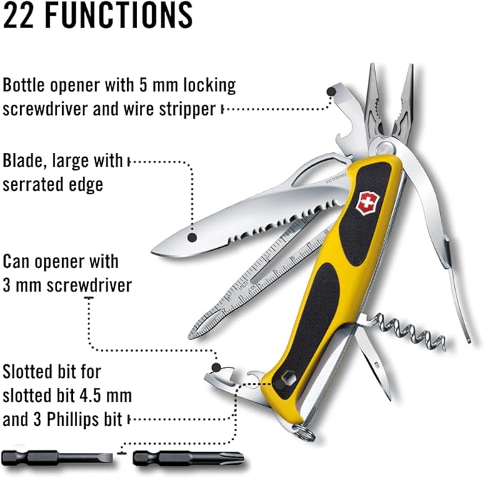 Victorinox Ranger Boatsman MW Grip 22 Function and 2 Component Grip Swiss Army Pocket Knife Yellow/Black