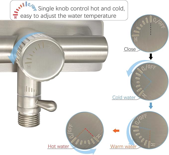 All Metal Single Handle RV Shower Faucet Valve DiverterCamper Shower Faucet Valve 4”RV Shower Replacement Valve for Motor Home Travel Trailer Camper Fifth (5th) Wheel (Brushed Nickel 4)