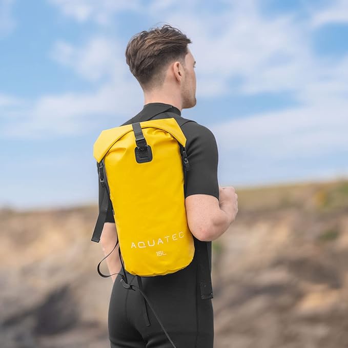 AQUATEC Waterproof Dry Bag Rucksacks - 5X Sizes: 10L 15L 20L 30L &amp 40L | Double Shoulder Strap Backpack | Perfect for Boating/Kayaking/Hiking/Camping