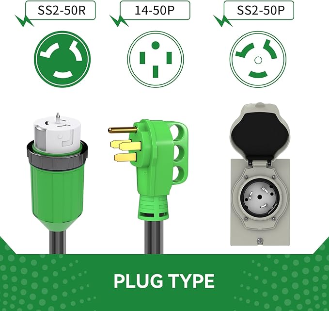 50 Amp Generator Cord 40FT and Power Inlet Box Combo Kit - Pre-Drilled NEMA 14-50P to SS2-50R Waterproof ETL Listed