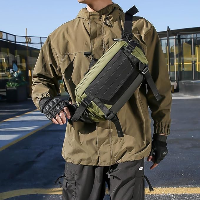 MiOYOOW Tactical Sling Backpack Outdoor Waist Bag Waterproof Crossbody Bag with Concealed Pocket for Hunting Fishing Hiking