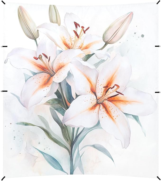 ALAZA Beauty Floral Watercolor Lilies Beach Tent Sun Shelter Portable Canopy Sunshade for Outdoor Camping Picnics Backyard Fun 10x9 ft