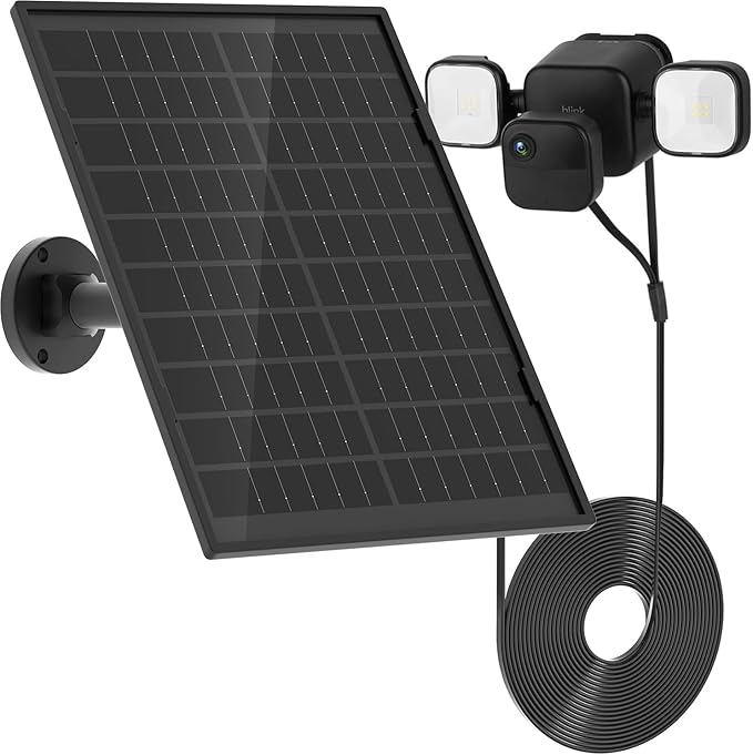 10W Solar Panel for All-New Blink Outdoor 4 /(3rd Gen) Floodlight Camera16.5Ft/5m Weatherproof Cable Power Your Blink Floodlight Camera Continuously (Floodlight &amp Cam NOT Included)
