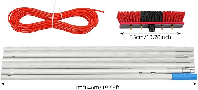 19.7Feet Reach Solar Panel Cleaning Brush &amp Pole Water Fed Pole KitSuitable for high Windows Cleaning Solar photovoltaic Panel Cleaning and Cleaning Cars Trucks Vans caravans Windows