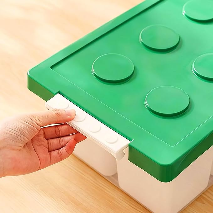 loobuu Plastic Storage Bins with Lids Art Craft Supply Organizer Box with Brush Pot Multipurpose Stackable Storage Containers for Organizing Tool Craft CrayonSewing (Green)