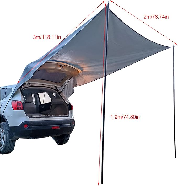 Car Tail Car Side Trunk Canopy Camping Camping Tent 118.11 inch x 78.74 inch SUV MPV Trucks Hatchback Cars and use it as a Pavilion