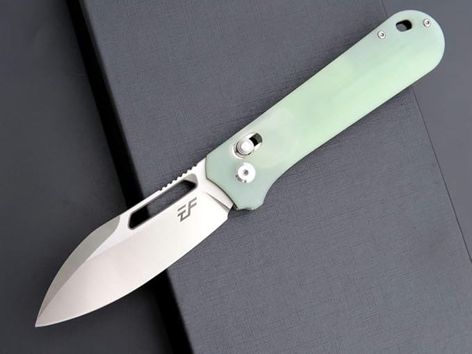Eafengrow EF963 Folding Knife D2 Steel Blade G10 Handle EDC Tool Knives for Outdoor Working Camping (Jade)