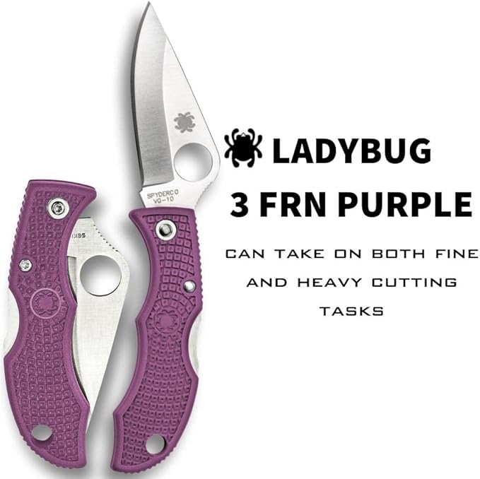 Spyderco Ladybug 3 Signature Knife with 1.93 VG-10 Steel Blade and Lightweight Purple FRN Handle - Plainedge - LPRP3