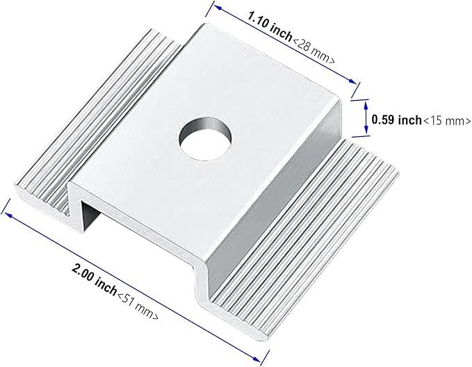 60 PCS Solar Panel Mid Clamps Solar Panel Bracket Aluminum Solar Mid Clamp for Solar Panel Mount 2 x 0.6 x 1.1 inch