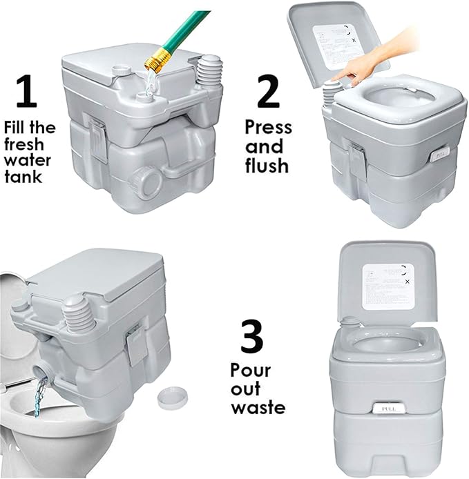SMT- 5 Gallon 20L Portable Toilet Flush Travel Camping Commode Potty Outdoor/Indoor
