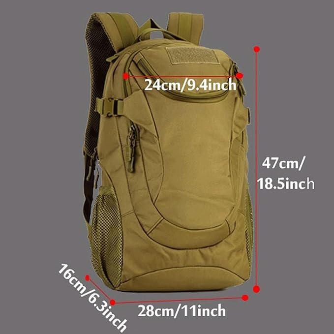 25L Tactical Hiking Backpack Military Camouflage Hunting Rucksack Lightweight Waterproof Climbing Sports Bag (Black)