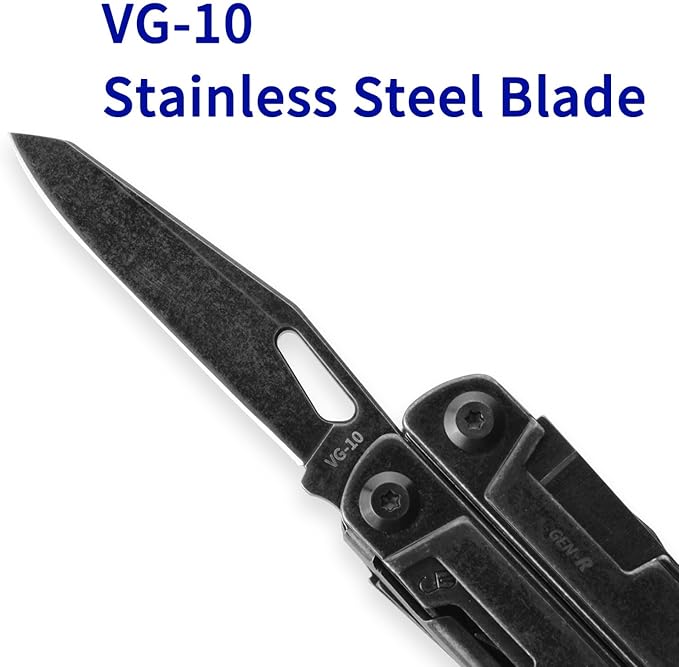 ROCKTOL Gen-R RB Multitool Pliers VG10 Blade 27-in-1 Multi-tool EDC Pocket Knife Retro Black Finish Precision Screwdriver Gut Hook for Hunting Backpacking Hiking Camping