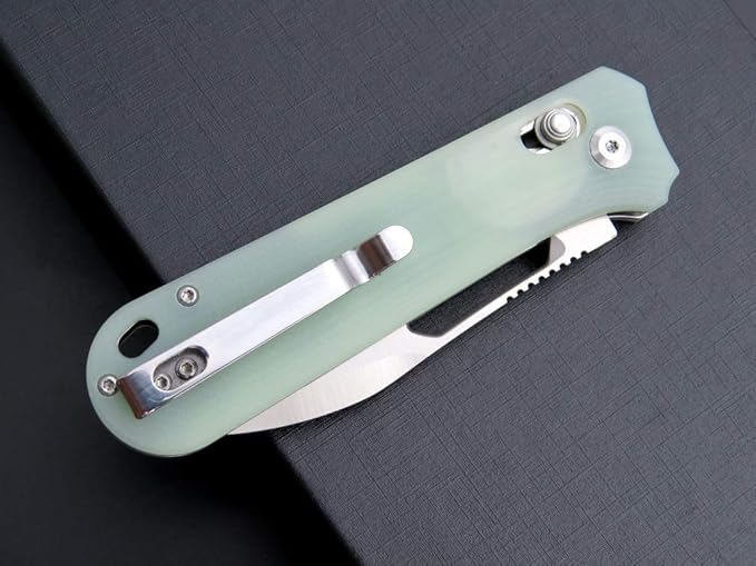 Eafengrow EF963 Folding Knife D2 Steel Blade G10 Handle EDC Tool Knives for Outdoor Working Camping (Jade)