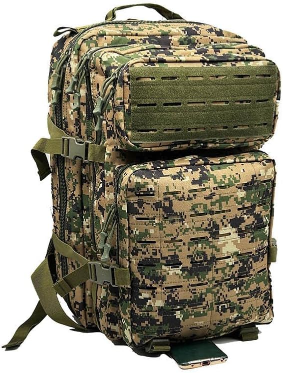Outdoor Sports Pack Hiking Bag Tactical Rucksack Camo Knapsack Combat Camouflage Tactical 47L Molle Backpack - DW