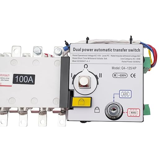 Dual Power Automatic Transfer Switch 63A 2P/4P 110V Generator Changeover Switch Tool Electronic Power Circuit Breaker Controller 50HZ/60HZ (4P/100A Black)