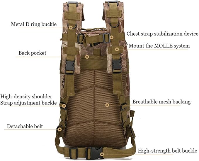 Hiking Backpack Nylon Tactical Backpack Military Backpack Waterproof Army Rucksack Outdoor Camping Hiking Fishing Large Capacity Bags