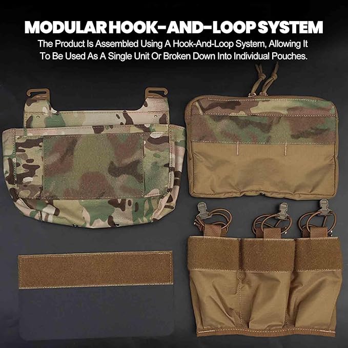 Outdoor Lightweight Multifunctional G-Hook DOPE Front Flap Double Stack Abdominal Fanny Pack Triple Magazine Insert Pouch