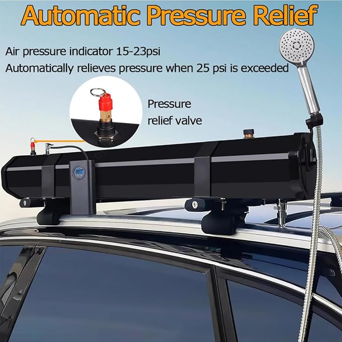 Pressurized Water Tank Camping ShowerTemperature Adjustment Garden Showering MachineOverlanding Portable Water Storage Mountfor HikingCar WashPet CleaningBeach Vacation 18L