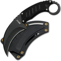 MTECH USA Fixed Blade Karambit Knife 7.5” Overall Length Black Stainless Steel Curved Blade G10 Handle Nylon Fiber Sheath (Black)