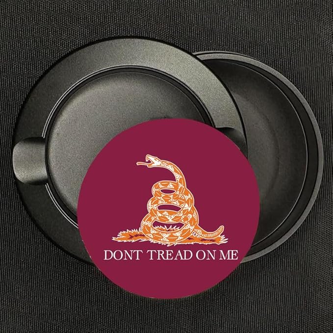Brotherhood Metal Zyn Container | Metal Zyn Holder | Zyn Metal Can | Metal Container for Zyn Holder | Metal Zyn Pouch Cans | Don't Tread on Me Flag | Gadsden Flag | Burgundy Orange White