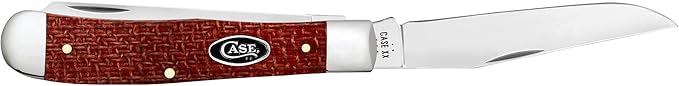 Case XX Pocket Knife TRAPPER - DARK RED BURLAP MICARTA Item #12270-10254 CS - Length Closed: 4 1/8Inches