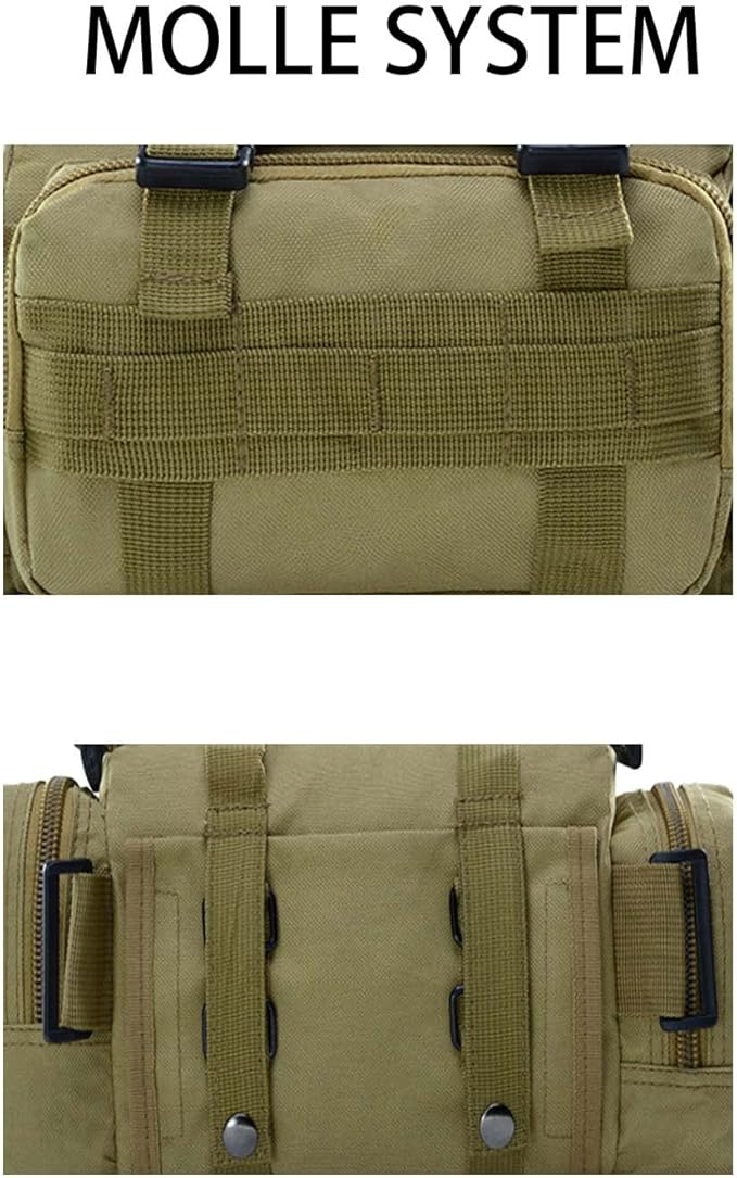 Tactical Fanny Pack Mens Molle EDC Convertible Pouch Waist Shoulder Sling Belt Crossbady Bag Pack with Top Handle (Black)