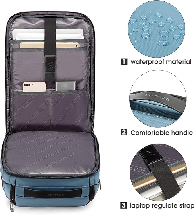 BANGE Business Smart Backpack Waterproof fit 15.6 Inch Laptop Backpack with USB Charging PortTravel Durable Backpack