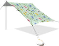 xigua Wildflowers Beach Tent Sun Shelter with Carrying Bag - Silver Coated Oxford Fabric Beach Canopy for Beach Camping Fishing - Includes Windproof Ropes Sandbags &amp Stakes