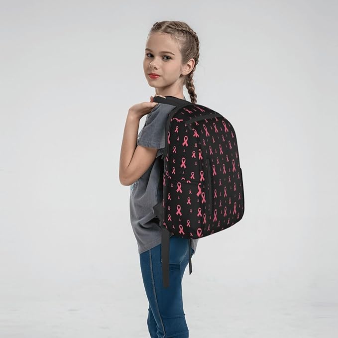 Travel Laptop Backpack Business Breast cancer awareness ribbons black College Computer Bag Gift for Men &amp Women