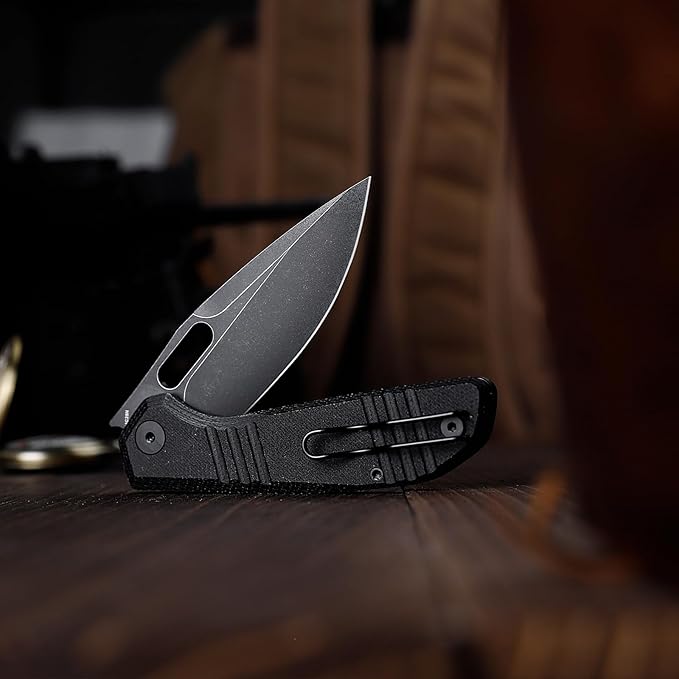 TRIVISA Gecko Folding Pocket Knife 3.4 14C28N Steel Blade Micarta Handle EDC Knife with Pocket Clip for Men Women Camping Survival HikingGecko-BM