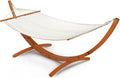 ONCLOUD Hammock Wood Arc Stand with Double Hammock Hammock with Stand for Outside Natural Wooden Stand 330LBS (10.5 ft)