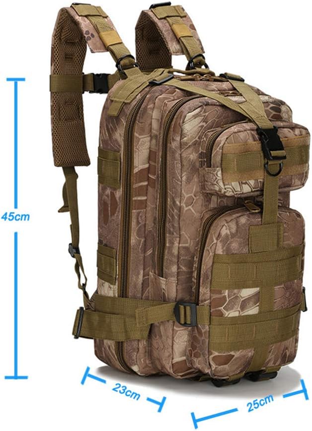 Outdoor Sports Pack Hiking Bag Tactical Rucksack Camo Knapsack Combat Camouflage Tactical Molle 25L 3P Backpack - DW