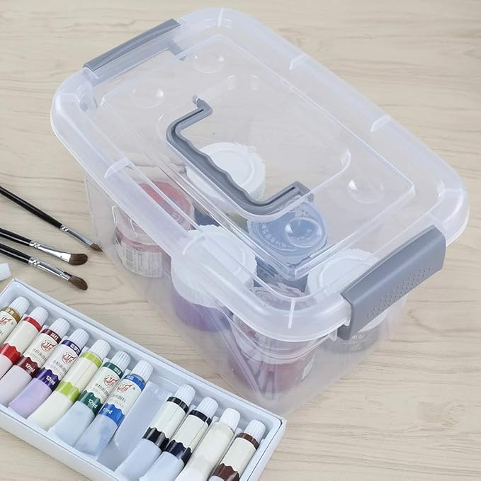 6-Pack Clear Plastic Latch Storage Box with Lid 5 L Clear Storage Latch Bin F