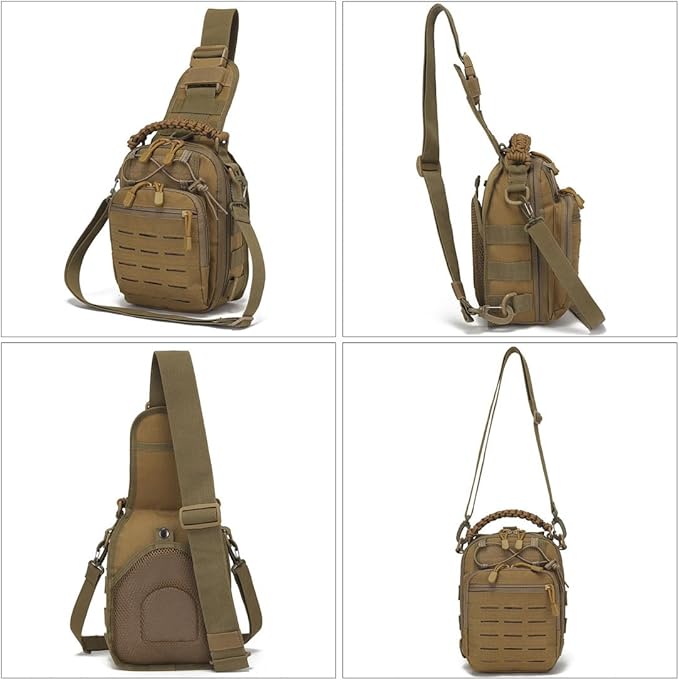 Tactical Sling Bag Pack Military Shoulder Bag Chest Pack Messenger Molle Sport Backpack Hiking Daypack Men Women (ACU)