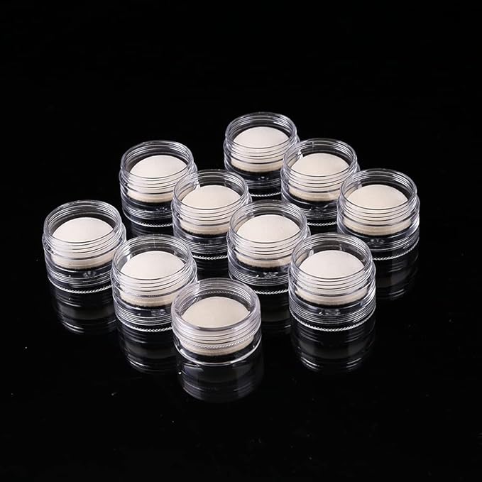 BAOFALI 100 PCS Stackable Plastic Containers Clear Storage Box Round Organizer Jars for Beads Buttons DIY Art CraftJewelry Nail Accessory (919x3.5cm/ 7.5X.5inch)