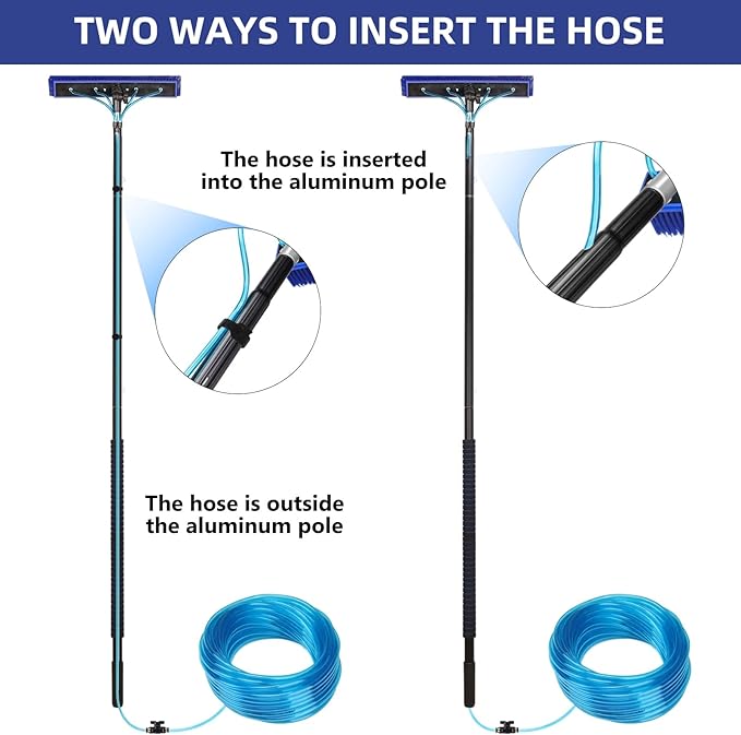 Water Fed Pole Kit 40 FT Length Adjustable Solar Panel Window Cleaning Brush and Pole 4-40ft Aluminium Pole Window Washing Kit for Cleaning Windows Solar Panels and Roof