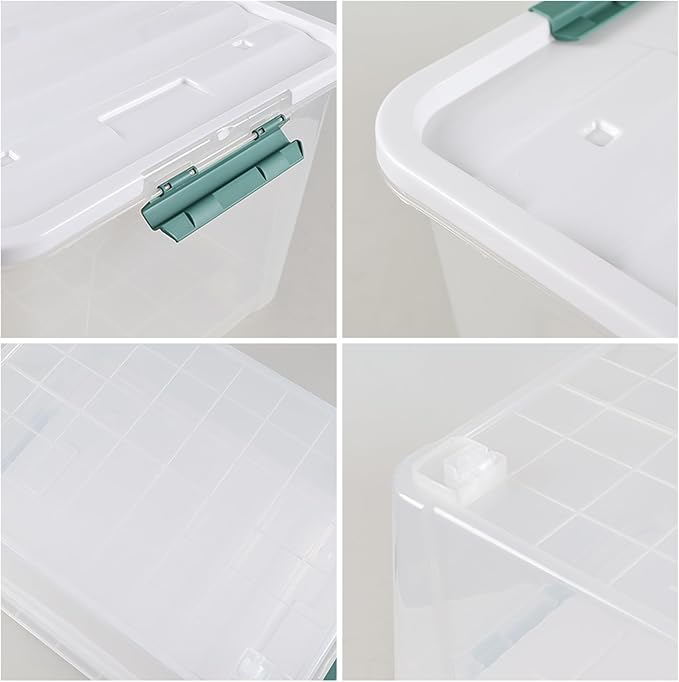 Readsky 85 Quart (21 Gallon) Clear Plastic Storage Bins with Wheels Large Latching Boxes with Lids 4 Packs