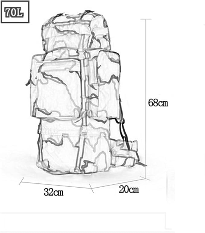 Hiking Backpack - Waterproof Backpack 100L Outdoor Mountaineering Bag Men and Women Travel Bag Large Capacity Tactical Mountain Travel Rucksack (Color : E Size : 70L)