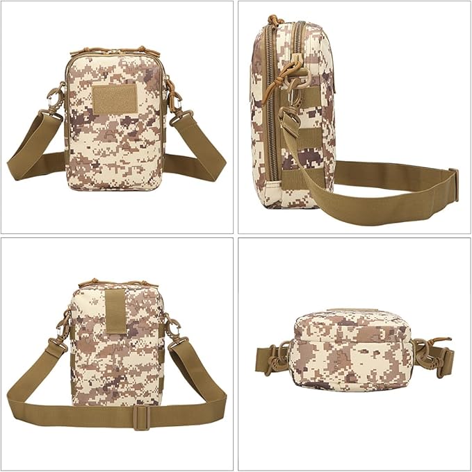 Small Canvas Messenger Bag Classic Vintage Shoulder Bag Small Tactical Bag Crossbody Casual Pack Daypack (Desert Digital)