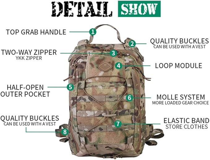 EMERSONGEAR Assault Backpack/Removable Operator PackFunctional Tac Backpack18LDaily Use