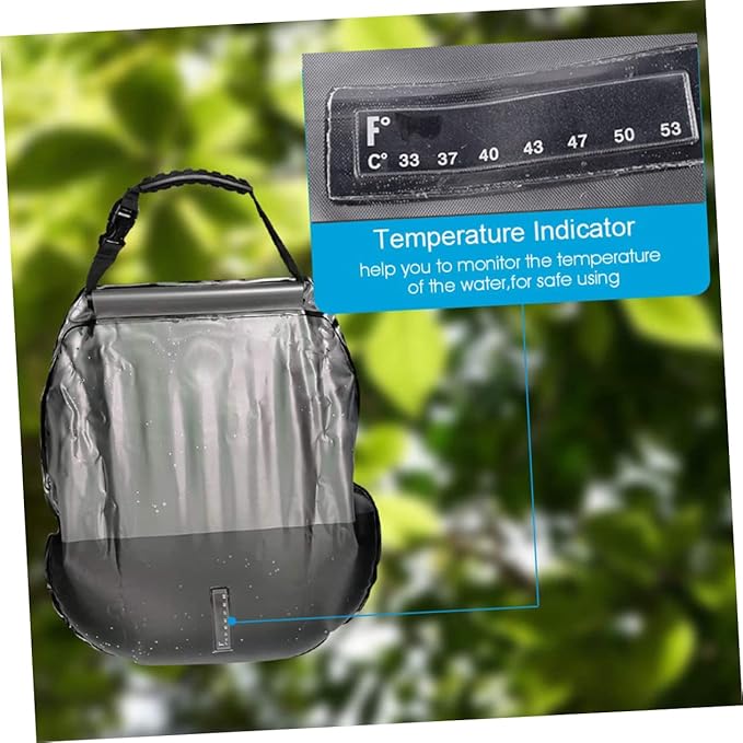 Solar Shower Bag Portable Outdoor Water Storage Shower Nozzle for Camping Hiking Beach Travel Olive Green Convenient Water Temperature Display Easy to