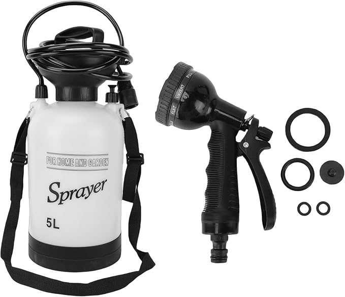 HUIOP Portable Shower Auto Manual Pressure Release Outdoor Shower Pump with Rotating Nozzle for Hiking Travel Car Pet Efficient Operation Robust Construction Safety Mechanism
