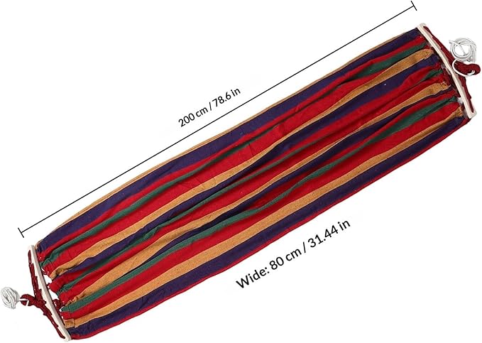 Homoyoyo Outdoor Camping Hammock Single Canvas Hammock 200x80cm Anti-Rollover Thickened Portable Hanging Bed with Curved Rod and Duckbill Buckle for Hiking and Backyard Use