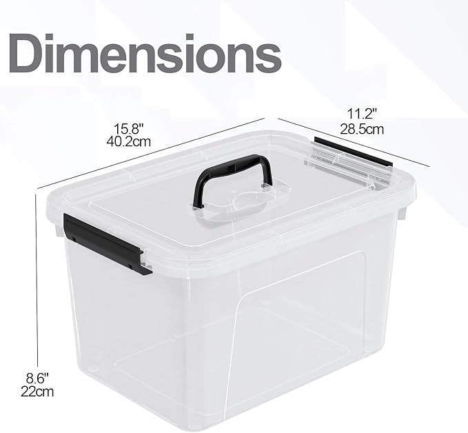 4-Pack Plastic Storage Bins Boxes Containers with Lids 18 L Clear Latching Box with Handle