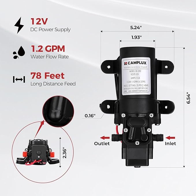 CAMPLUX ENJOY OUTDOOR LIFE 1.32 GPM Outdoor Portable Propane Tankless Water Heater with 1.2 GPM Water Pump Kits Gray