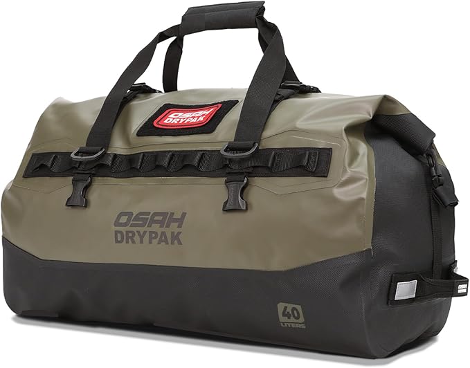 Waterproof Duffel Bag - Motorcycle Dry Bag 40L Tail Bag with Large Storage Space Waterproof Duffle Bags with Outer Mesh Zipper Pocket for Camping Kayaking Fishing &amp Traveling-Green