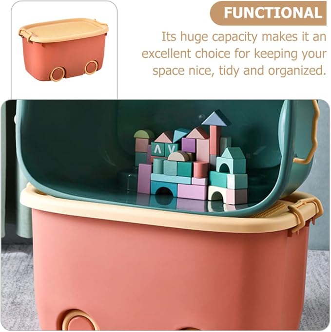 LIFKOME Stackable Toy Storage Box with Wheels Rolling Storage Box with Snap Lid Handle&amp Latches Wheeled Storage Durable and Reusable Storage Bins with Latching Lids