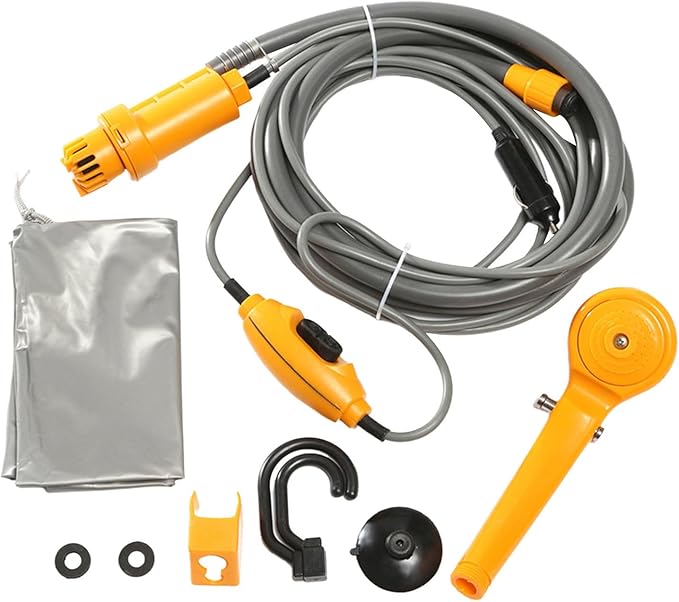 Portable Shower for Camping | 12V Electric Outdoor Camping Showers - Electric Camp Shower Powered by Car Cigarettes Accessories