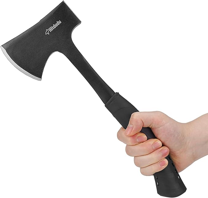 Hitdudu Camping Hatchet &amp Full Tang Camping Axe with Spike Hatchet Emergency Breaching Multitool